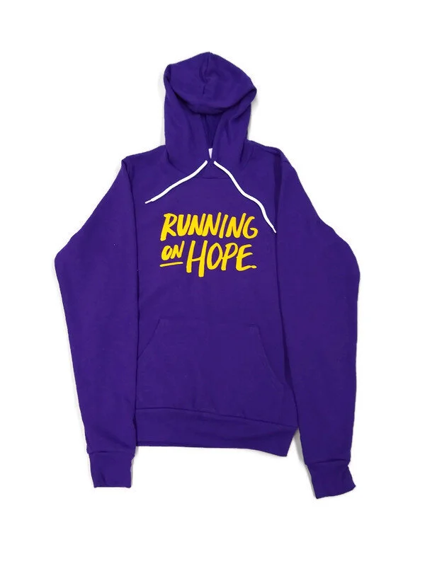 Brave Like Gabe Unisex Running On Hope Hoodie Purple and Gold
